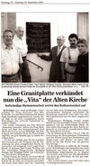 Enthüllung Granitplatte an der "Alten Kirche" in Wilferdingen